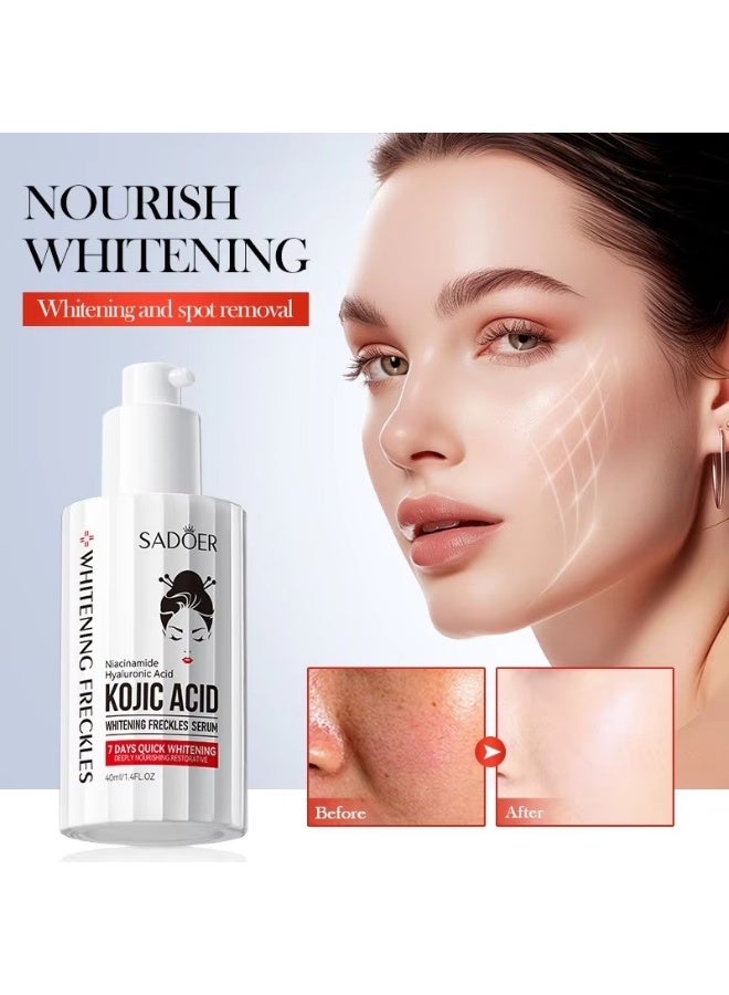 SADOER Kojic Acid Whitening Freckles Serum 40 ml Brightening Dark Spot Removal Skin Tone Repair Facial Care - Image 4